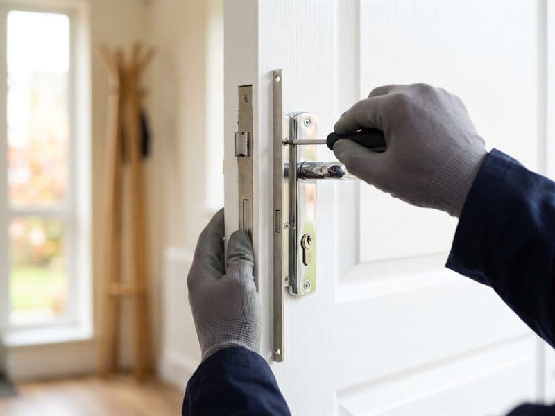 Instalación de una cerradura de seguridad en la puerta de una vivienda de Pontevedra